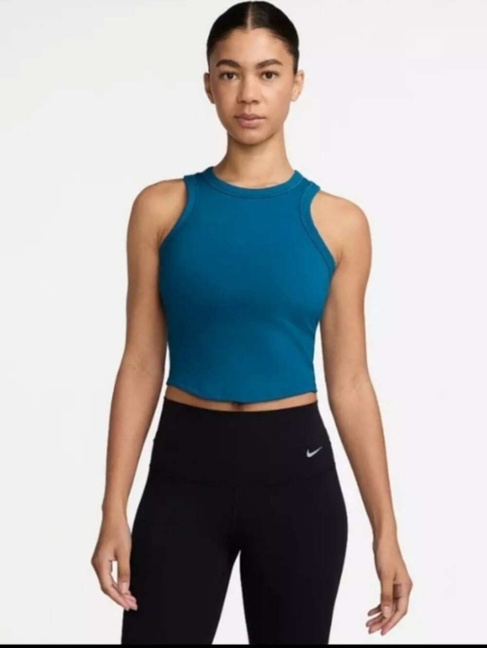 Nike One Fitted Dri-Fit Cropped Tank Top In Green Abyss, NWT